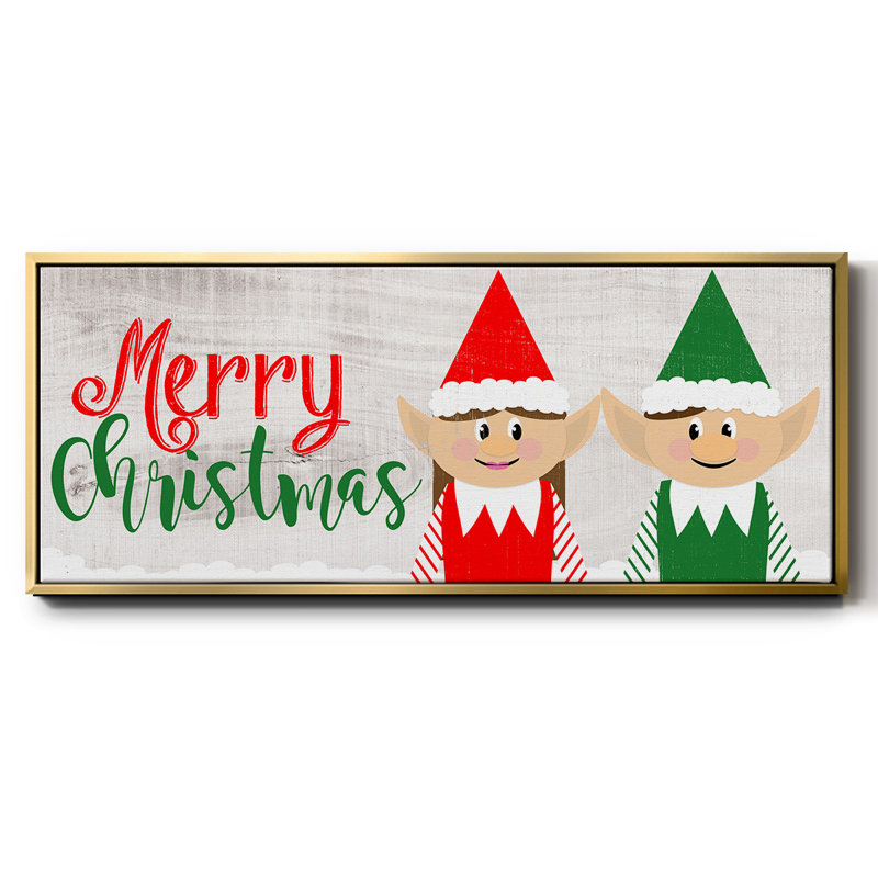 Christmas Elf Couple- Framed Canvas