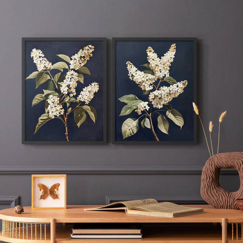 «FLORAL Series CLIV», reproduction encadrée de qualité supérieure - prête à être accrochée - aucun clou requis - aucun clou requis