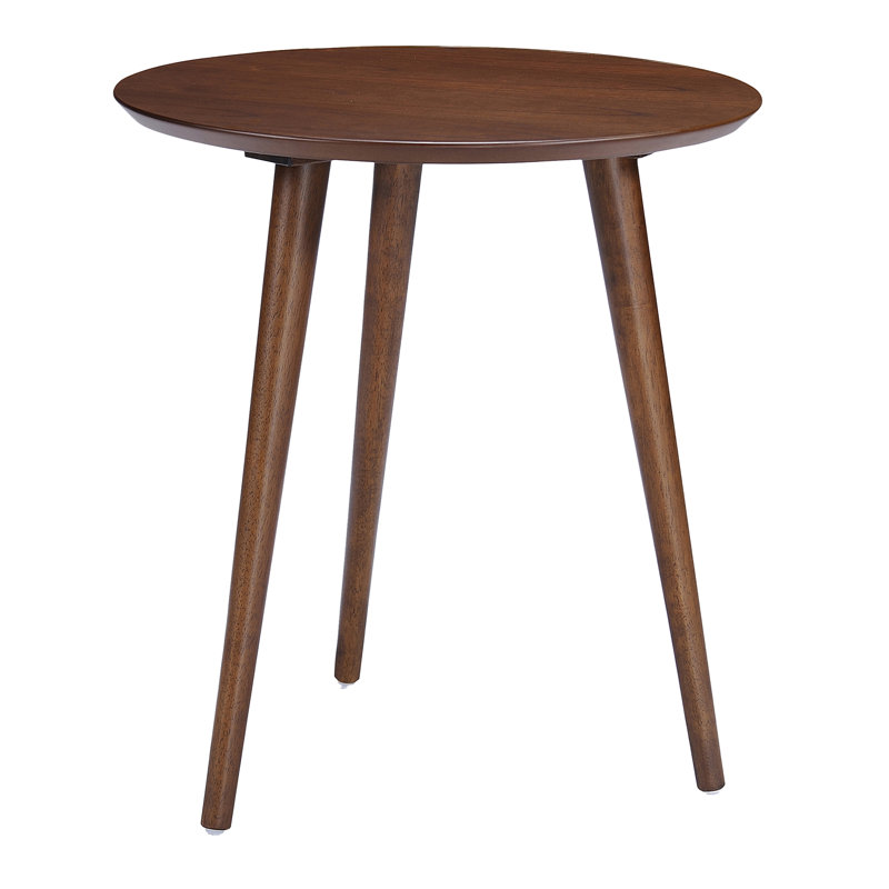 Bryoni Round Mid-Century End Table, Walnut
