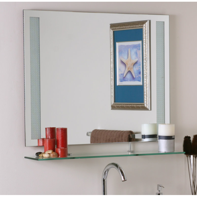 Miroir mural sans cadre avec tablette