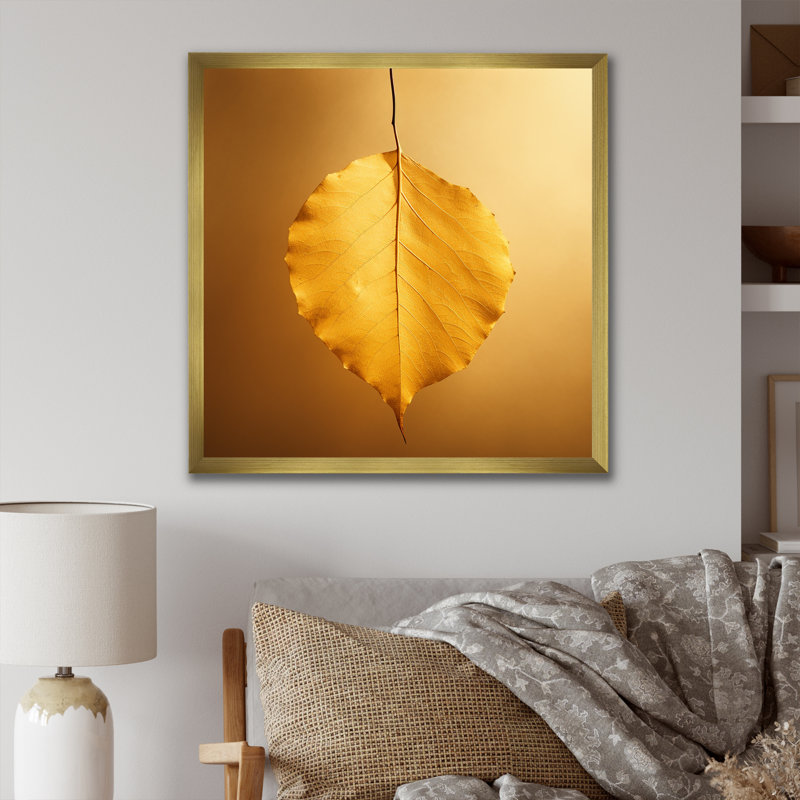 Lumière zen jaune clair sur toile, Cadre doré simple, H 30 po x l 30 po x P 1 po
