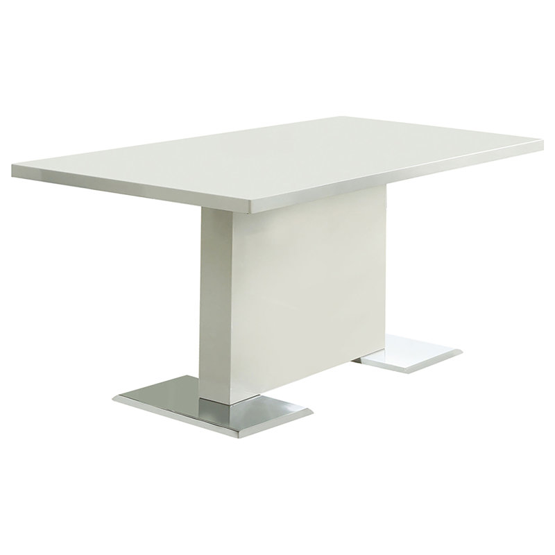 Varela Glossy White Dining Table with Chrome Base