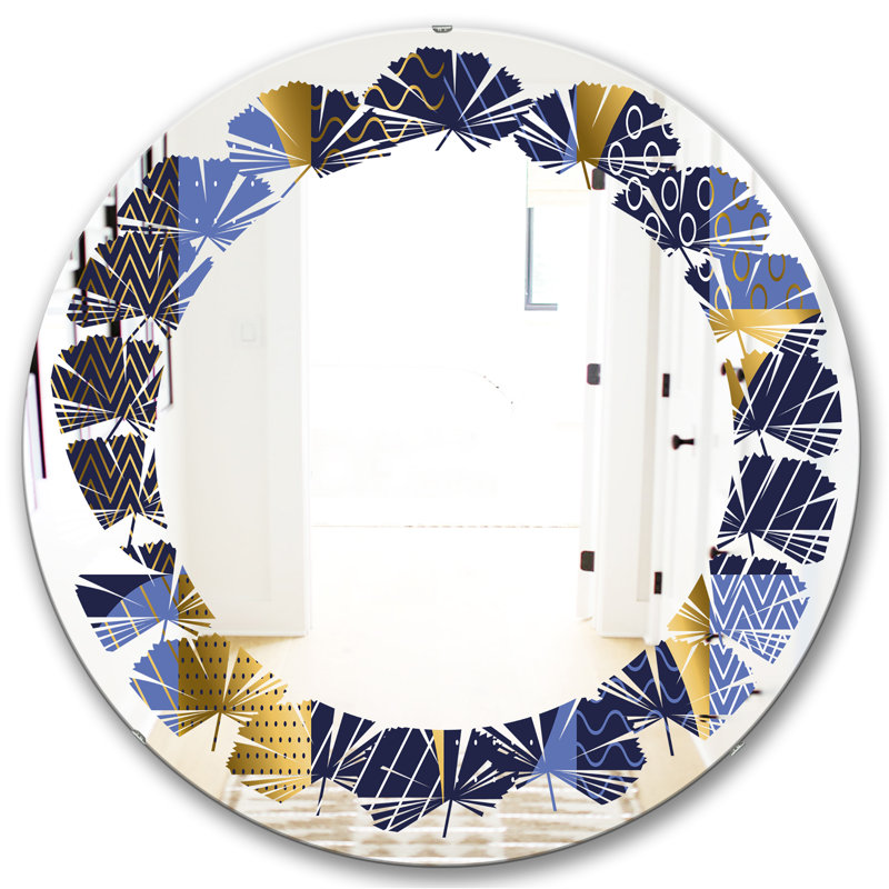 Miroir mural Leaves Abstract Drops X Coastal, H 24 po x l 24 po, Feuilles de vagues de luxe