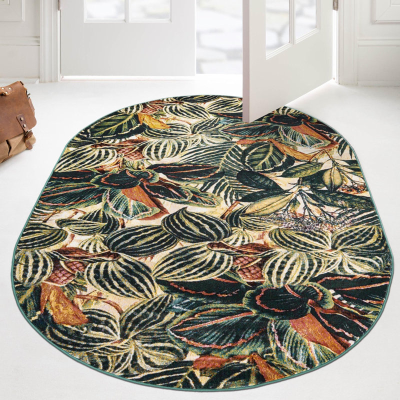Herlong Floral Indoor Rug, Oval 7'10" x 10'