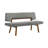 Jeiren 63" Wide Upholstered Dining Bench with Back in Rubberwood and Fabric-953259674-953259677