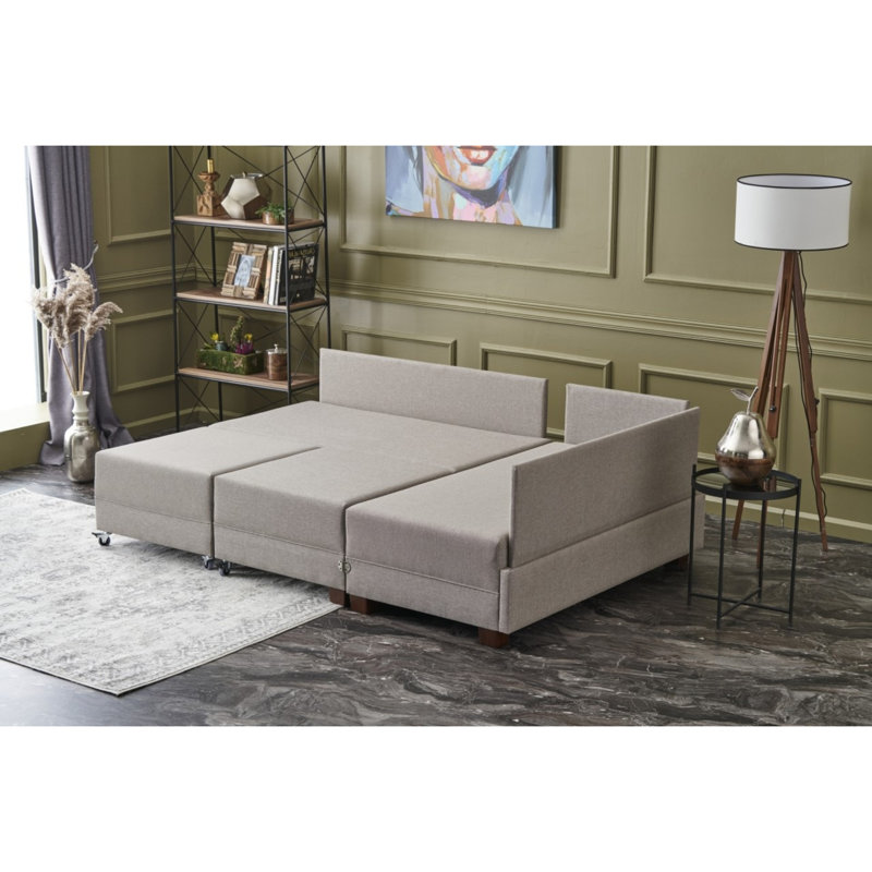Canapé modulaire 4 pièces Highlawn, Face à la gauche, 100 % coton crème