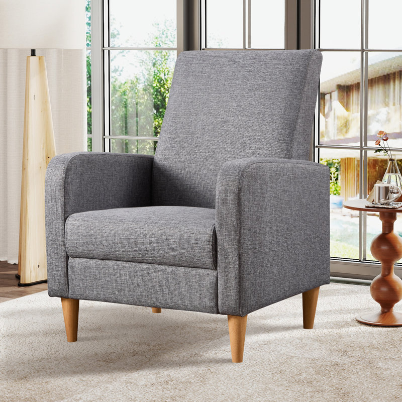 68cm Wide Modern Fabric Armchair with Wooden Legs and Soft Upholstered Seat (Set of 2), Light Grey