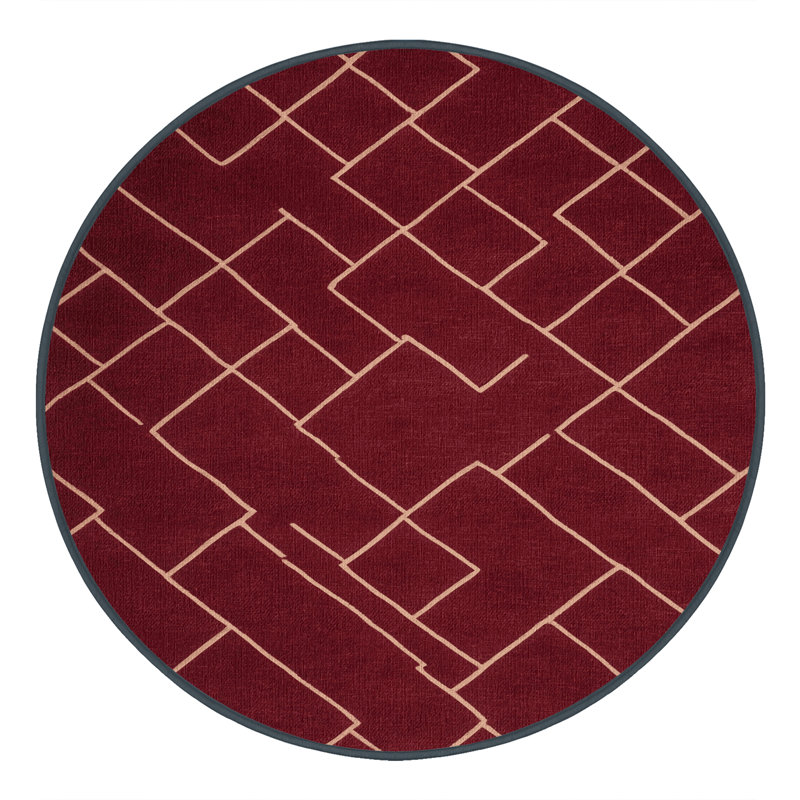 Machine Washable Trellis Red Area Rug, Round 4'