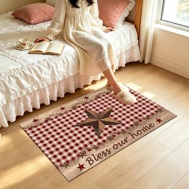 Tapis d'entrée antidérapant pour l'extérieur, Rustic Star Bless Home, 24 po x 36 po