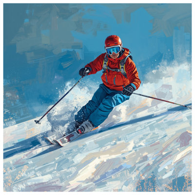 Skier In Action Bath Mat