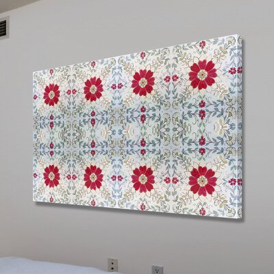 Red Floral Textile' by Maria Pezzano Painting Print on Wrapped Canvas -  Marmont Hill, MH-MWWMP-41-C-36