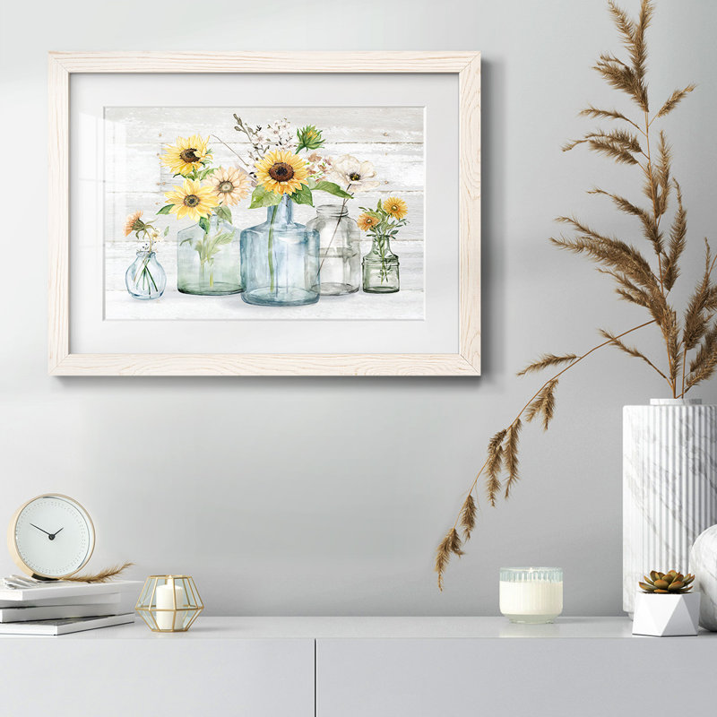 Sunflower Extravaganza, reproduction d'art encadrée, H 14 po x l 20 po x P 1,5 po, Blanc