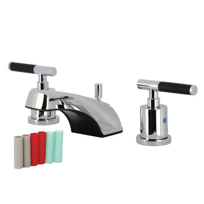 Kingston Brass Kaiser Two-Handle 3-Hole Deck Mount Widespread Bathroom Faucet with Retail Pop-Up Drain