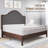 Solid Wood Bed Frame with Upholstered Headboard, Modern Design, No Box Spring Needed-1108145655-1108145654