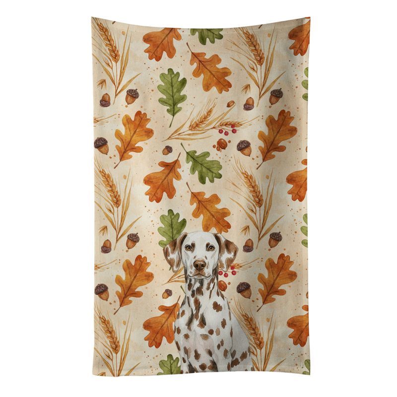 Liver Dalmatian Heirloom Fall Kitchen Towel, Liver Dalmatian