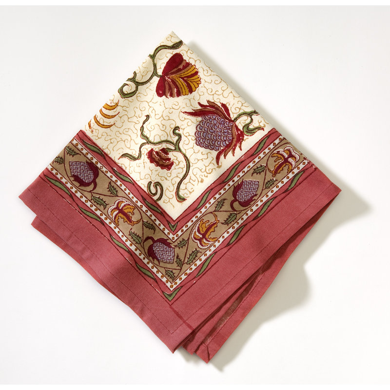 Set of 6 Fleurs des Indes Napkins, Red/White