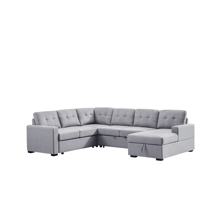 Bodesha Handcrafted Haven Sleeper Sectional Sofa With Storage Chaise