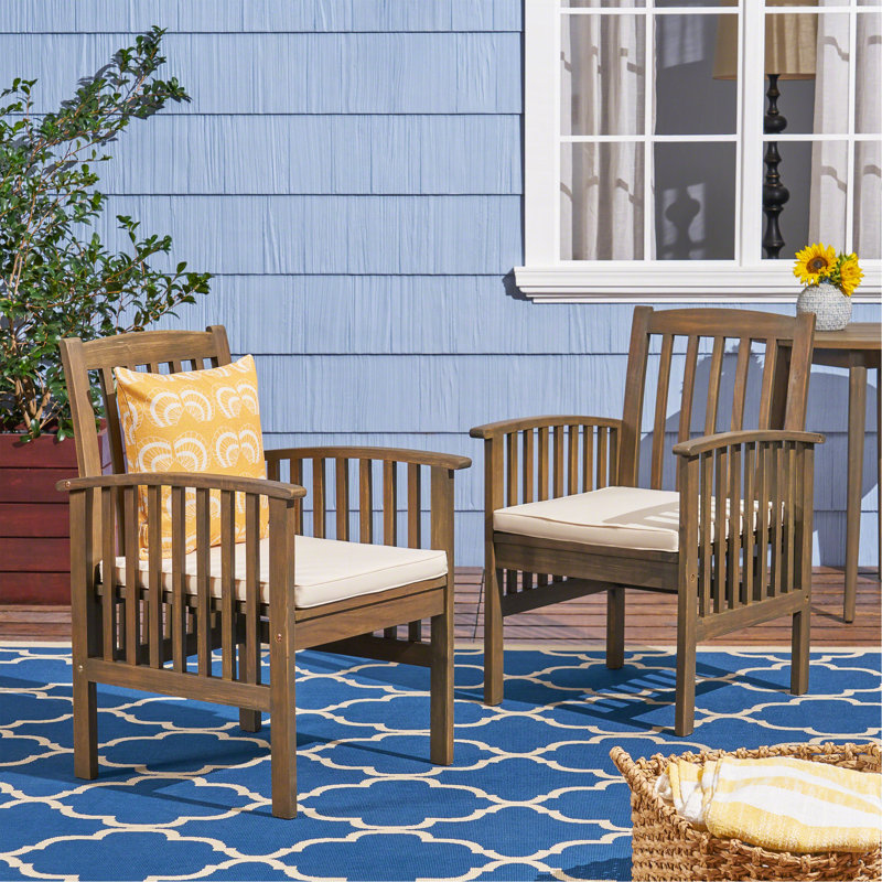 ACACIA DINING CHAIR,2PCS With 2 Cushions, Gray