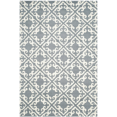 Tapis gris / ivoire crocheté à la main Ez Care