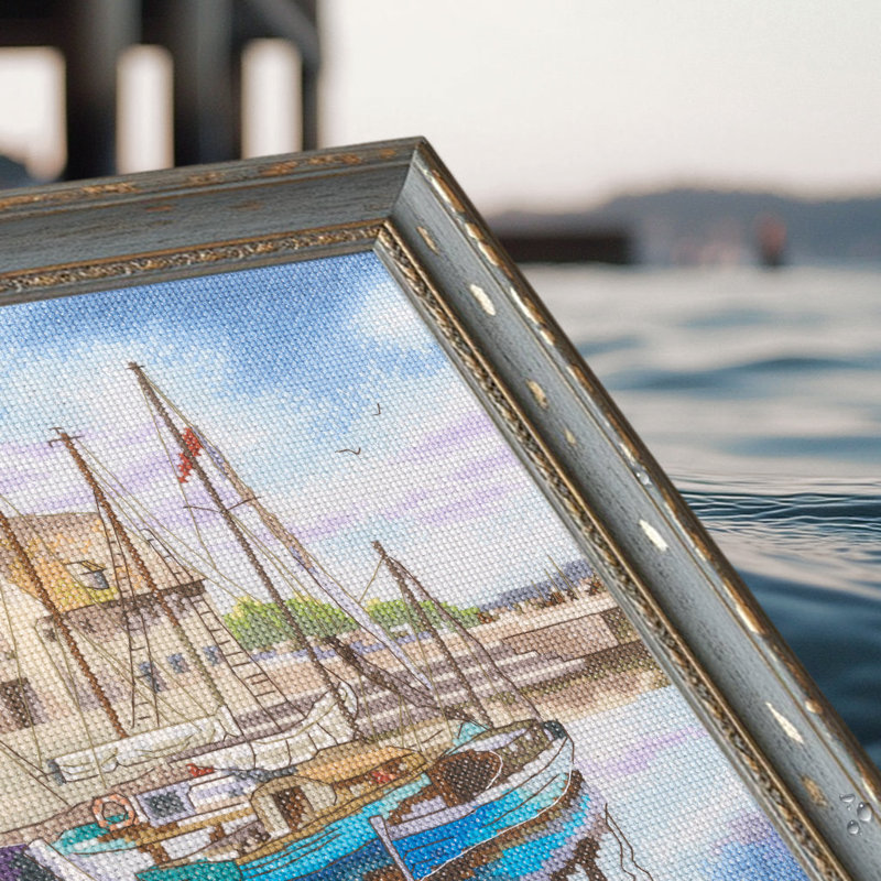 Trousse de broderie au point de croix comptée « Reflets dans le port et bateaux côtiers » par RTO M1083