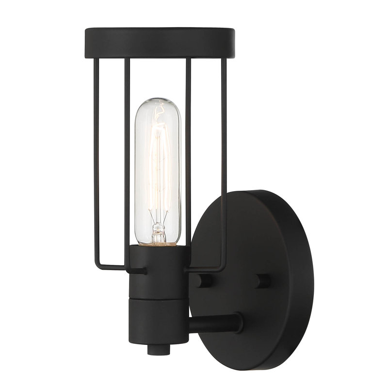Mikels Steel Flush Mounted Sconce, Matte Black