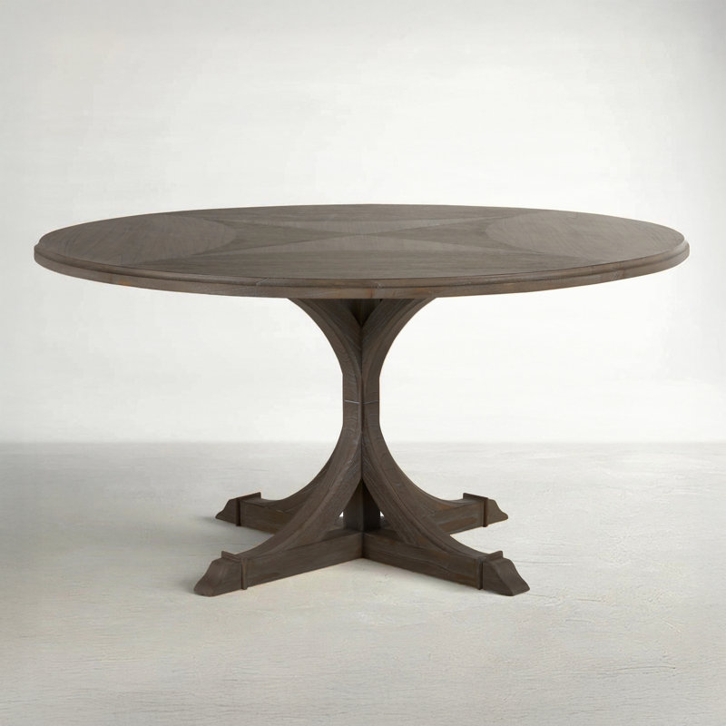 Adams 60" Pedestal Dining Table, Cerused Forest Black
