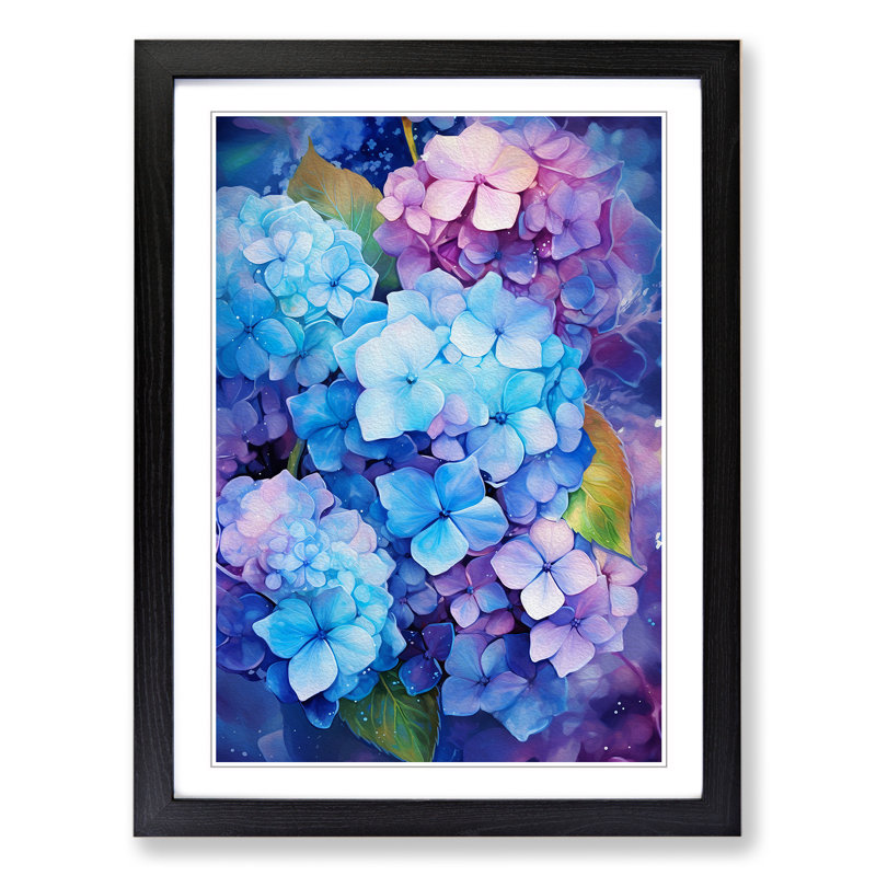 Hydrangea Futurism - Framed Print, Black Framed, 64cm H x 46cm W x 2cm D