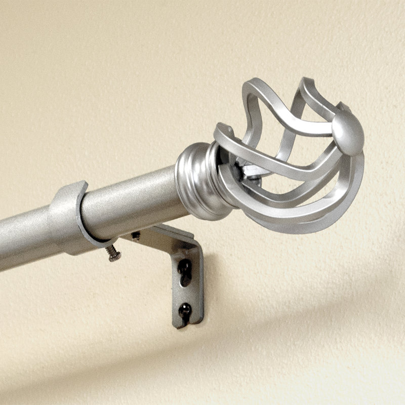 Tringle à rideaux simple réglable 1 po Kamath, Nickel brossé