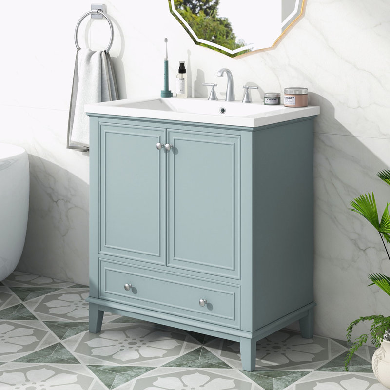 Meuble-lavabo avec lavabo pour la salle de bain, Vert