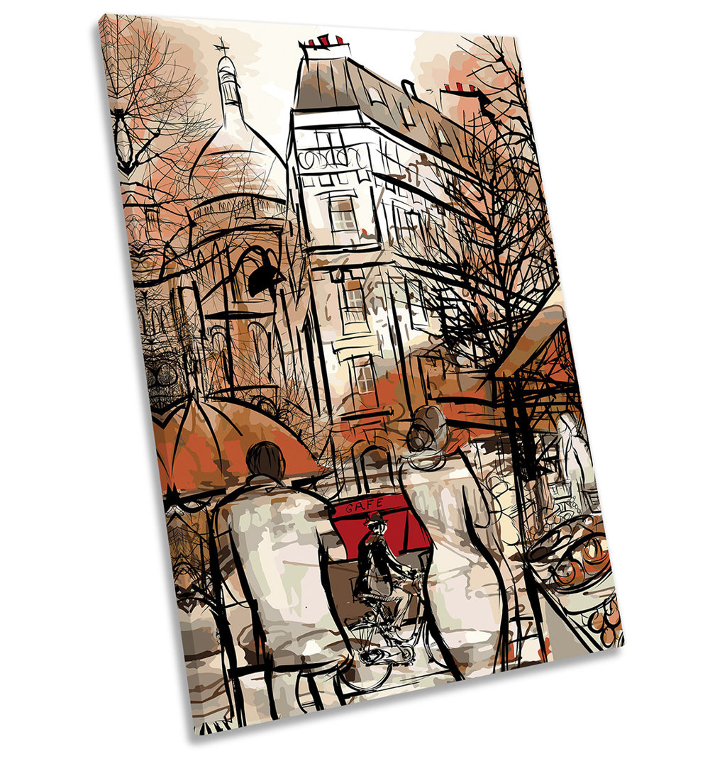 Paris Autumn Cityscape Picture CANVAS WALL ART Portrait Print Orange