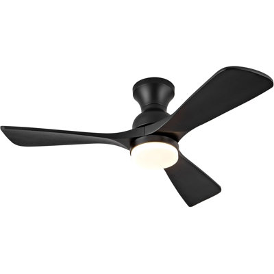 Ventilateur de plafond moderne de 42 pouces avec lumières intégrées et conception à arbre droit, avec trois pales en bois massif, 3CCT, une télécommande, un moteur à courant continu réversible, convient aux chambres à coucher, aux salons et aux appartements