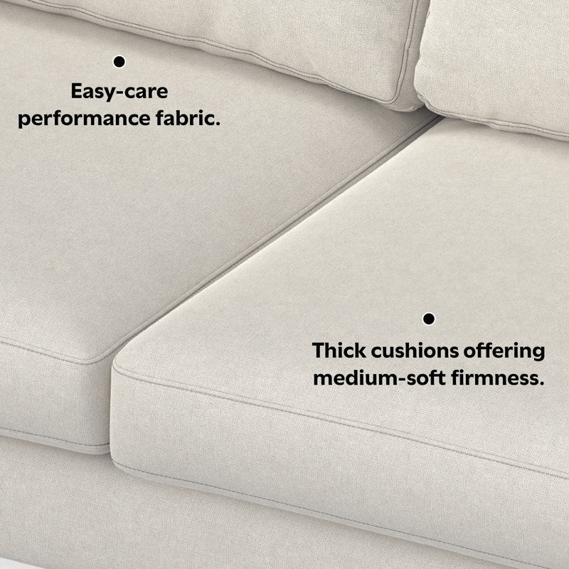 Ita Large Mid Century Corner Sectional, L-Shaped Sofa with Performance Fabric and Reversible Cushions, Cream