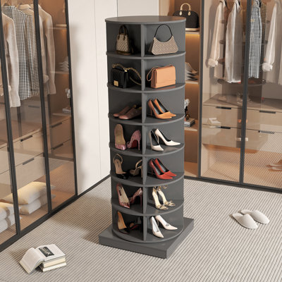 Blue 360 Rotating Shoe Cabinet 7 Layers