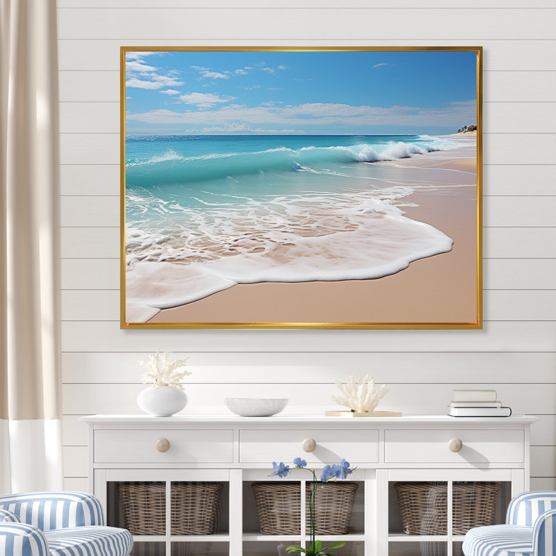 Harmonie de plage océanique - impressions sur toile côtières, H 12 po x l 20 po x P 1 po, Cadre flottant doré