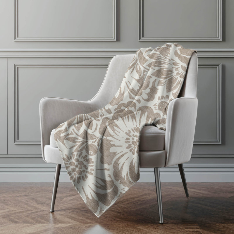 Jeté en sherpa floral Addison, Taupe