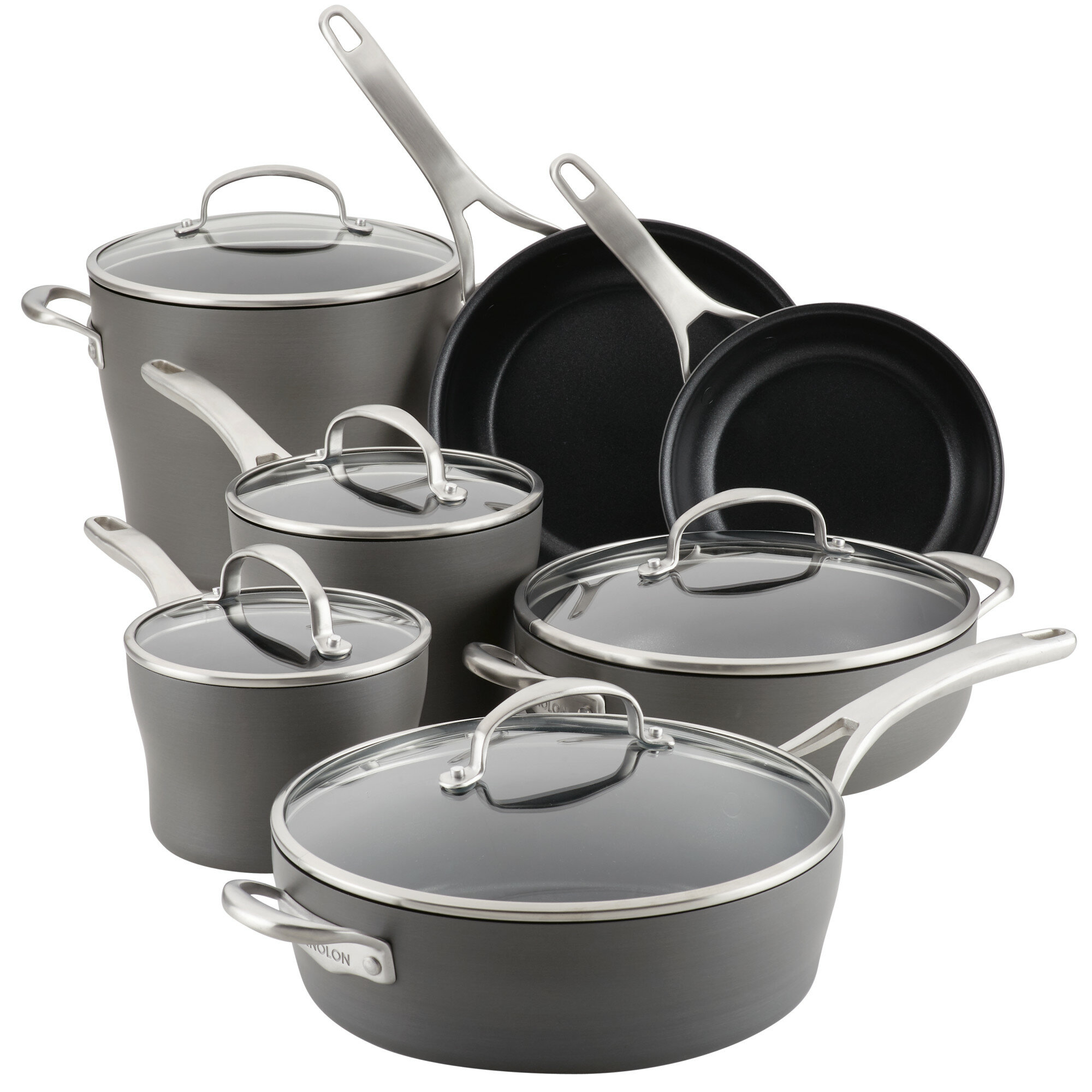 Anolon X Cookware/Pots and Pans Set, 8 Piece, Dark Gray