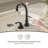8 Inch 3 Hole Matte Black Bathroom Faucet, 2 Handle Widespread Faucet With Metal Pop Up Drain And Water Supply Lines-118808165