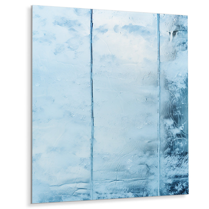 White Blue Frosty Collage  III - Abstract Collages Metal Wall Art, 20" H x 12" W x 1" D