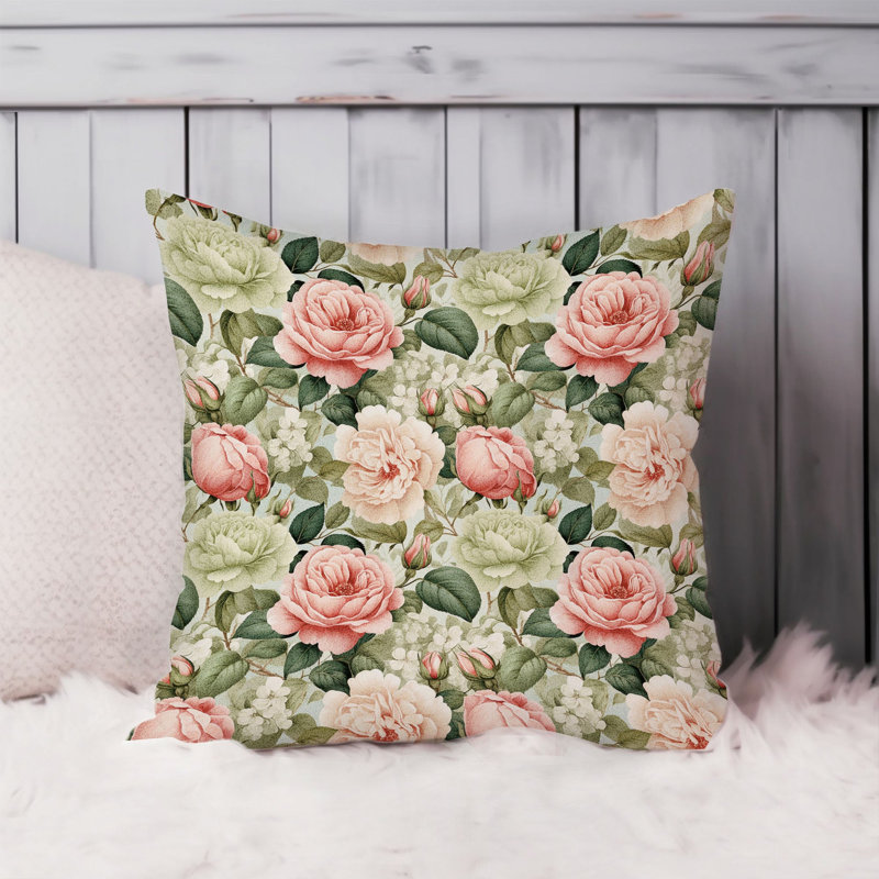 Floral Shabby Elegance Rose Flower Pattern IV, 16"H x 16"W