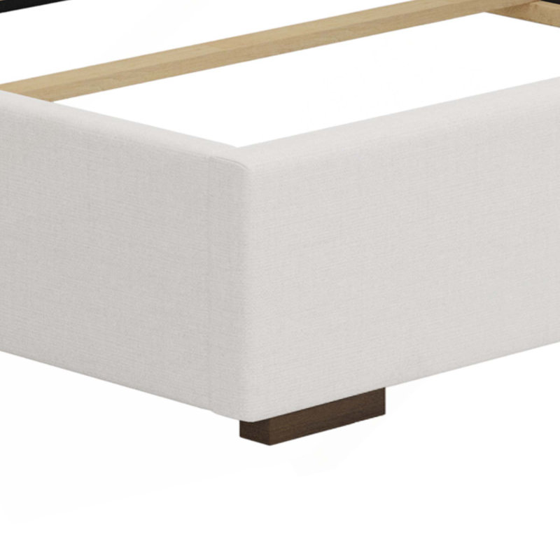 67.5" Tall Headboard Upholstered Bed With Vertical Striped & Wingback Design, Box Spring Needed, Beige