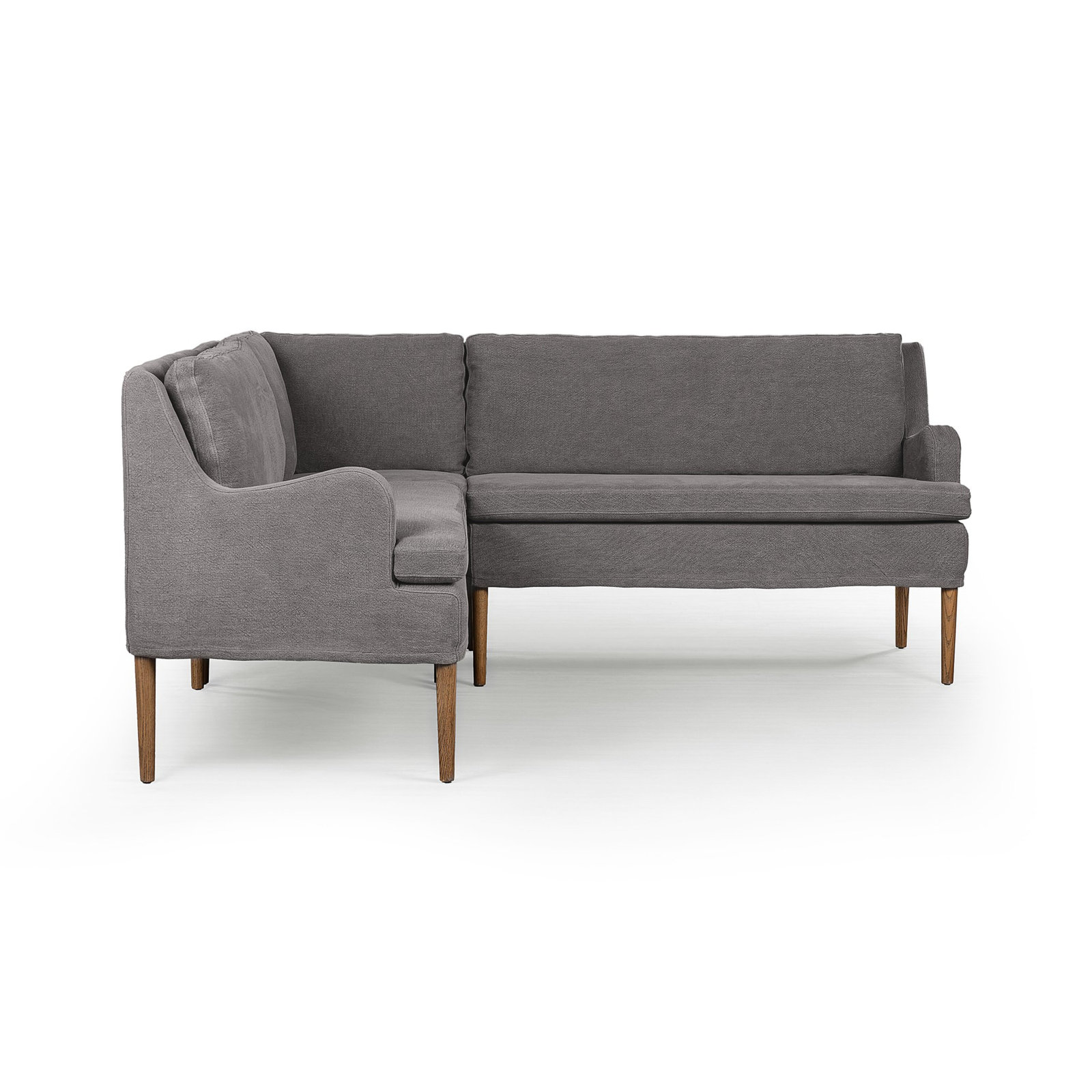 Aurelia Dining Banquette, Broadway Denim Linen, 34.5" H x 76" W x 76" D, Symmetrical
