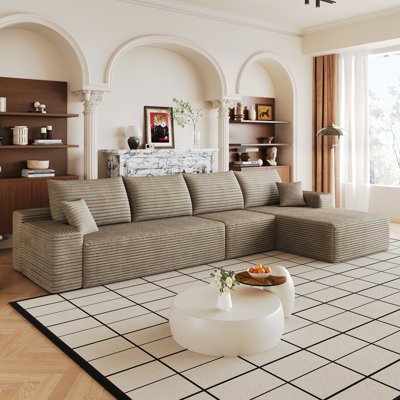 Canapé modulaire en forme de L de 134 po avec méridienne en forme de L, canapé modulaire moderne avec assise profonde, fauteuils rembourrés pour la chambre à coucher du salon, aucun assemblage requis