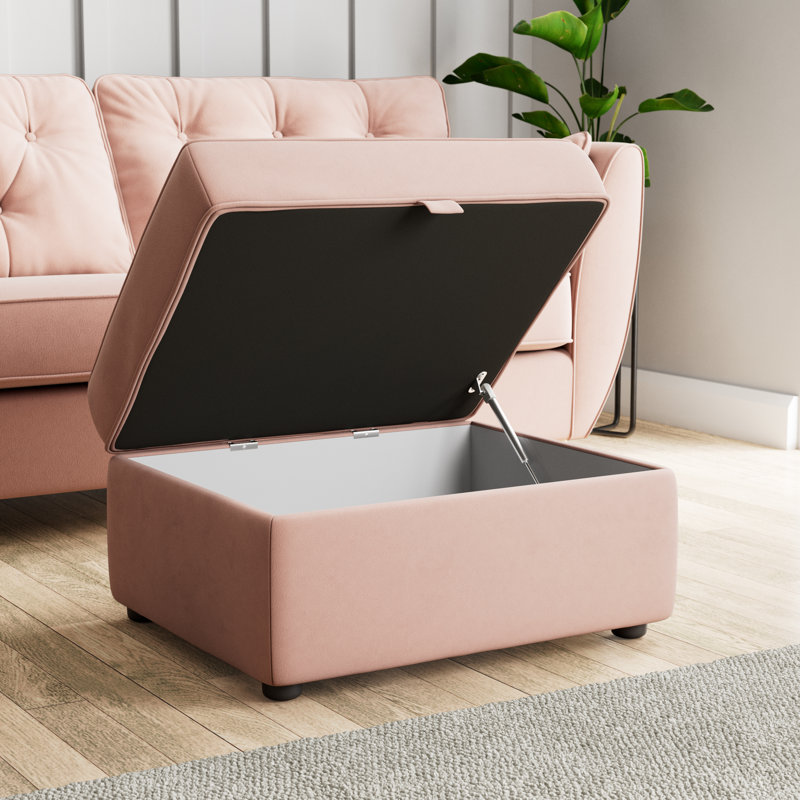 Birjesh 63cm Wide Rectangle Solid Colour Footstool Ottoman with Storage, Pink