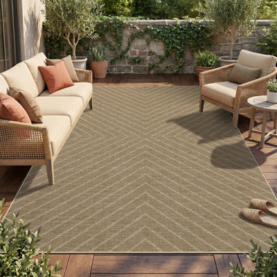 Tapis lavable rayé en jute facile pour le salon, la chambre à coucher et le patio