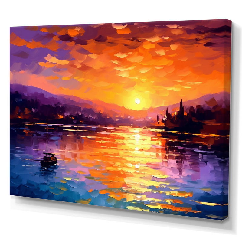Coucher de soleil avec des reflets colorés III - Coastal Sunset, reproduction d'art sur toile, Toile tendue