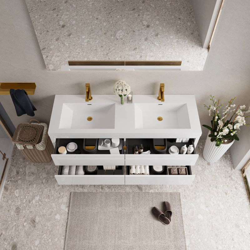 Meuble-lavabo flottant moderne en bois d'ingénierie