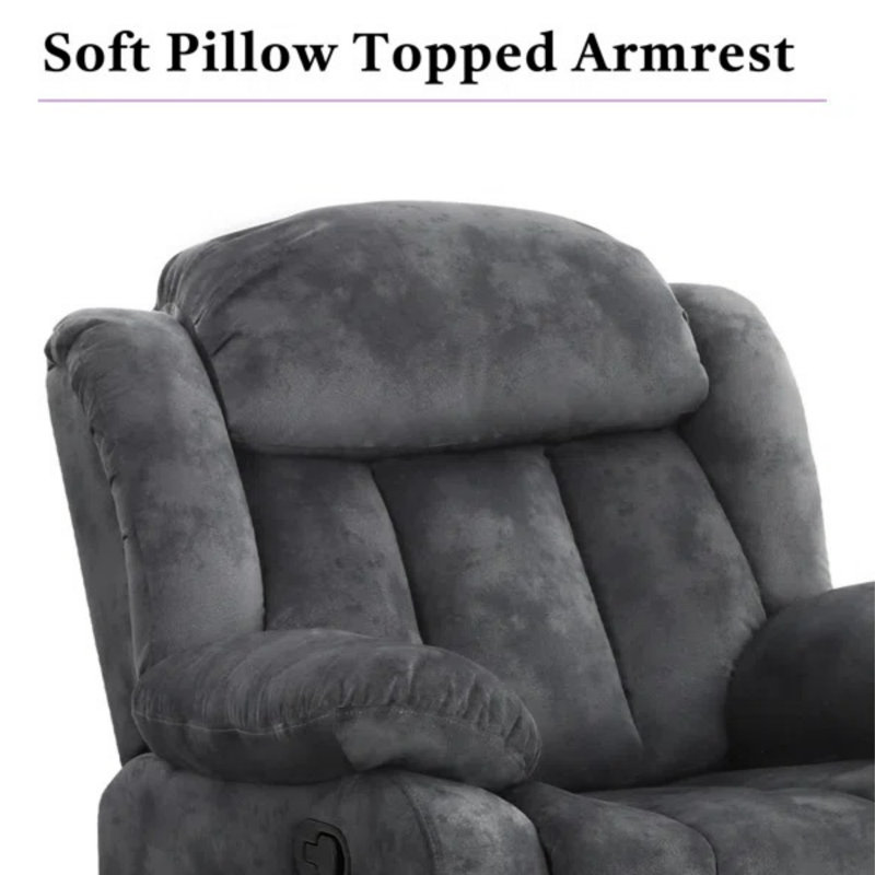 35.1'' Wide Skin-Friendly Microfiber Upholstered Manual Recliner, Set Of 2, Dark Gray