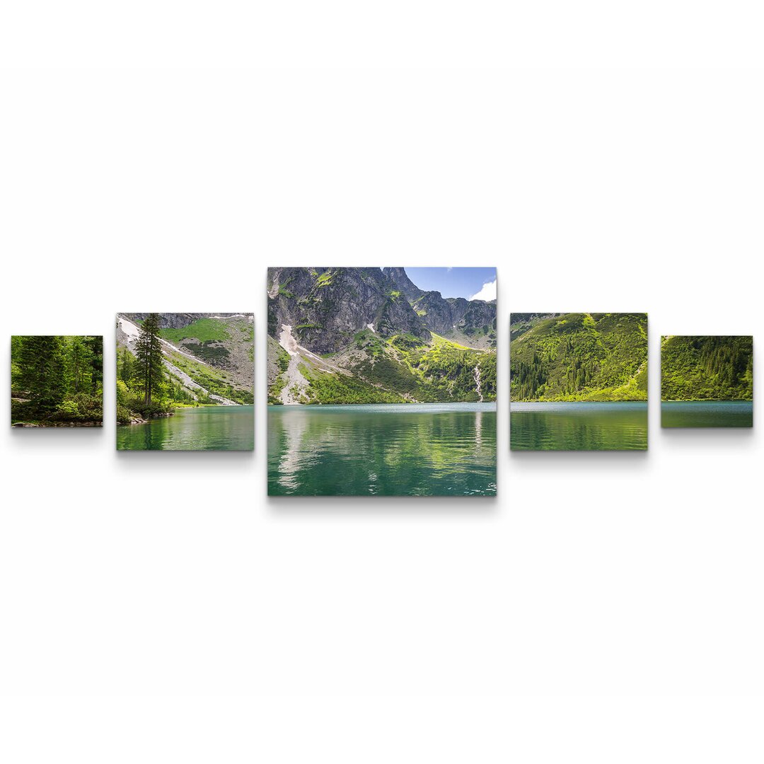 5-tlg. Leinwandbilder-Set Tatra Gebirge mit Spiegelung im Bergsee