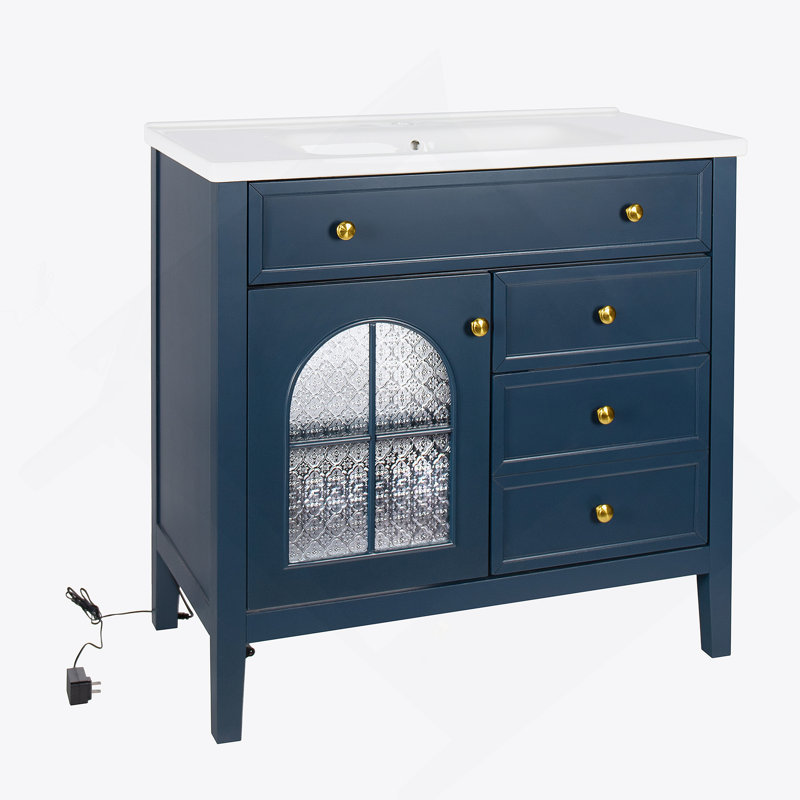 Armoire de salle de bain, armoire seulement, Bleu