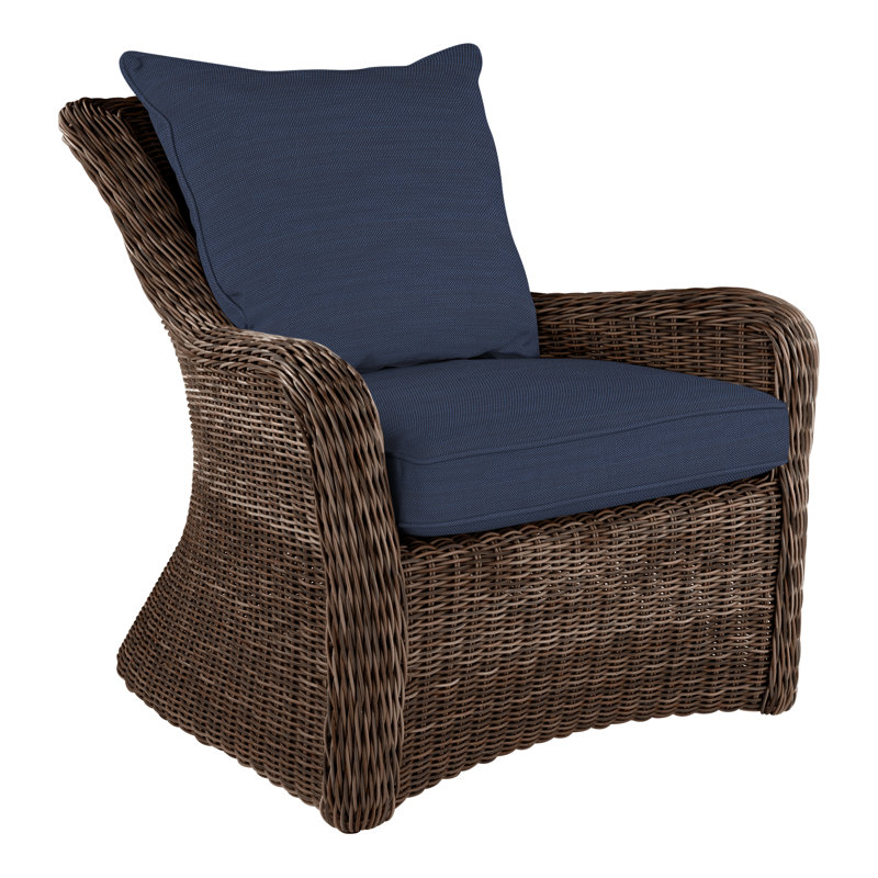 Sag Harbor Patio Chair with Sunbrella Cushions, Perigold Ishi Blue Jean, Mocha